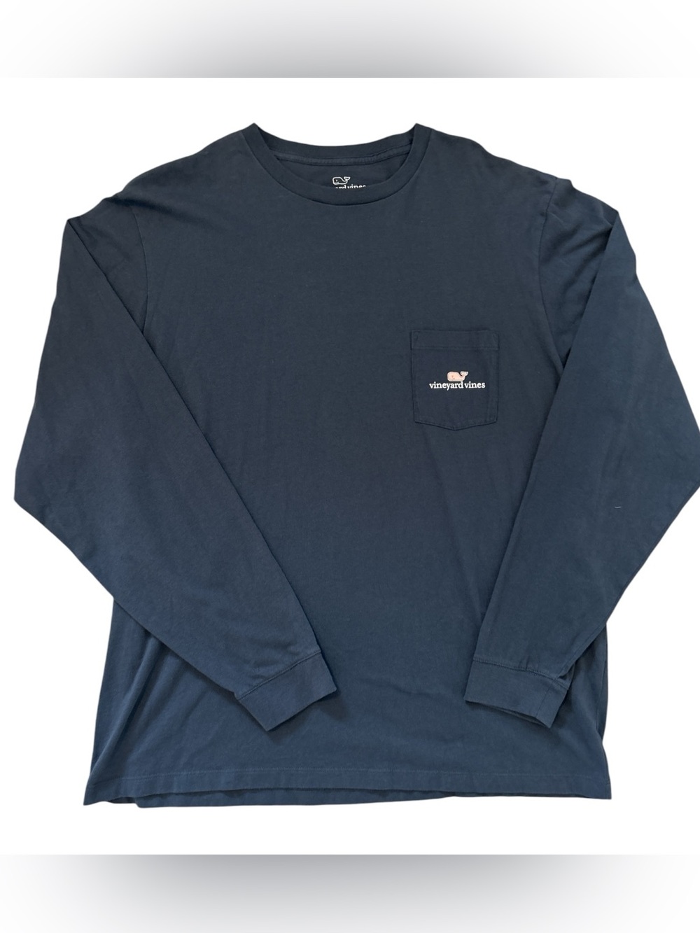 Vineyard Vines Men’s XL Long Sleeve Pocket T-Shirt Navy Whale Logo 100% Cotton